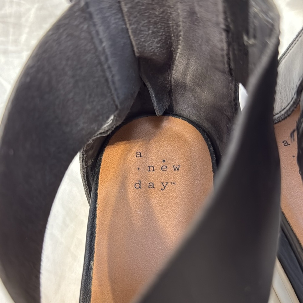 Women's A New Day Black Low Platform Strappy Zip-Up Sandals. Size 7. - Picture 4 of 11